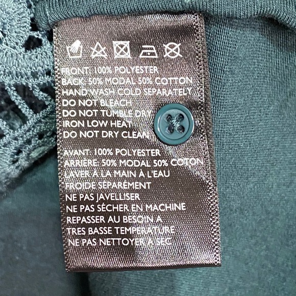 Antropologie James Coviello New York Lace Blouse Top Green Button Up Elegant XL - Picture 11 of 11